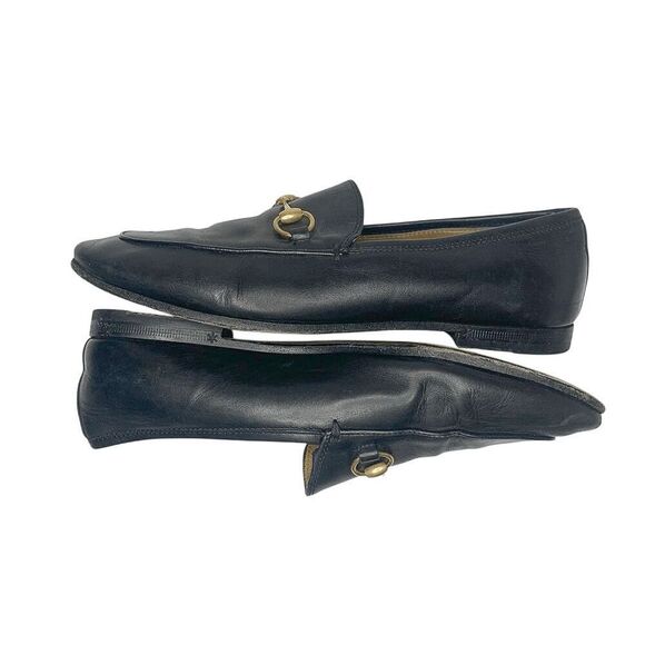 Gucci Jordaan Horsebit Loafers EU 36 US 6 Black Leather Flat Slip On Shoes - Picture 5 of 11